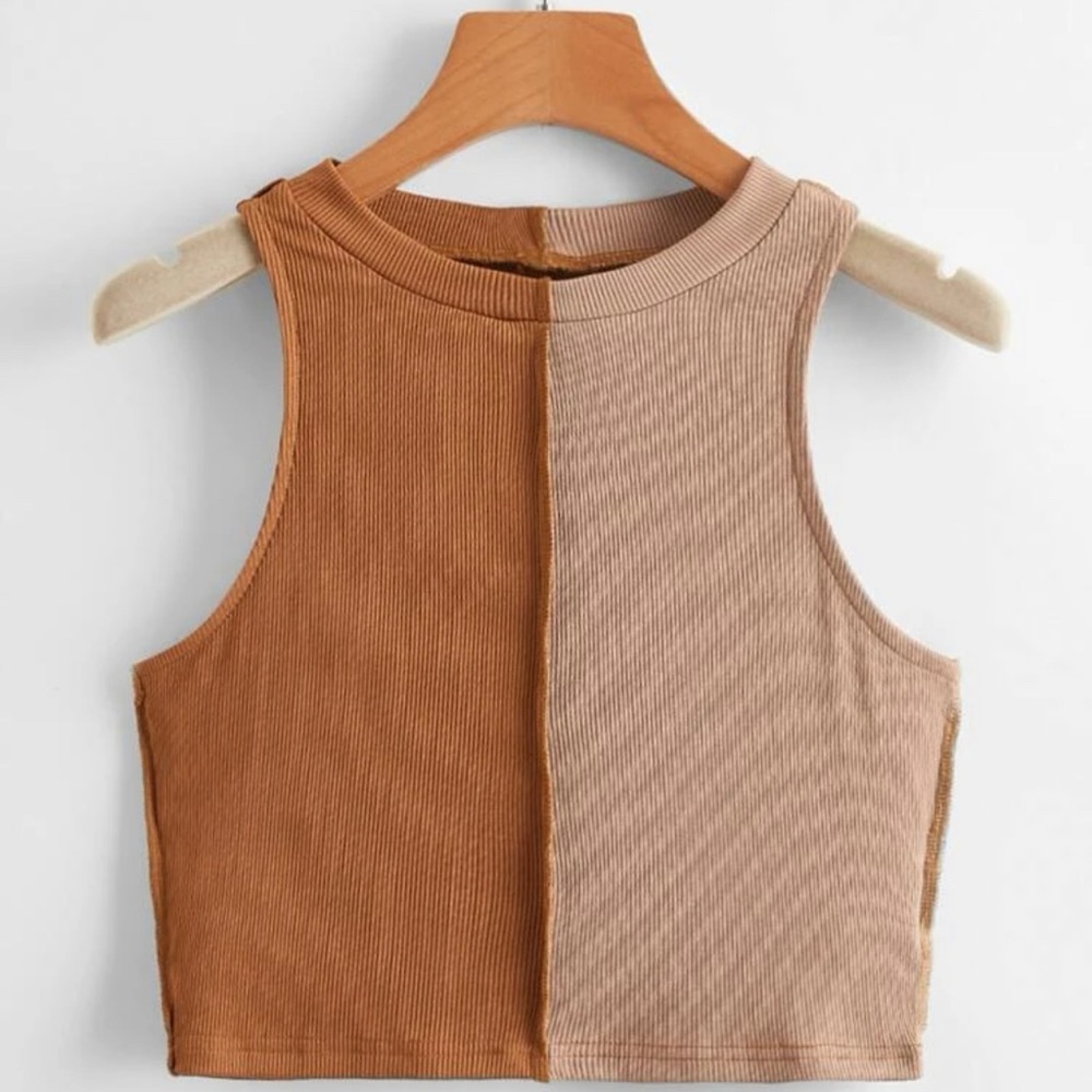 Two Tone Ribbed Tank Top